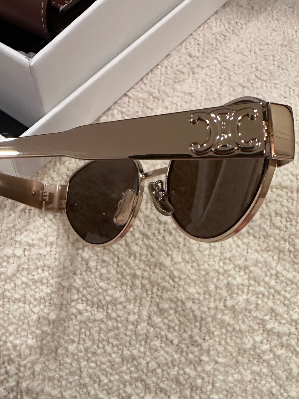 Like NEW- Celine Brown Lens Rose Gold Frame Oval Sunglasses - Picture 2 of 5